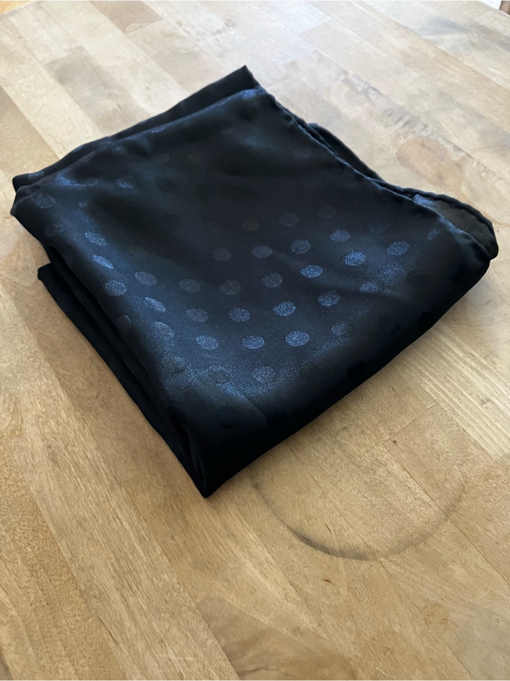 NOS Mervyns Black scarf- Classic Polka Dot Embossed
